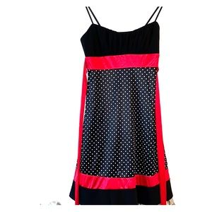 Red , black polka dot stretchy dress